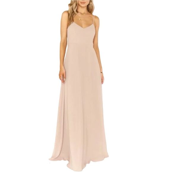 Show Me Your Mumu Faith Maxi Dress - Size Medium - Soft Beige Chiffon - Picture 1 of 9